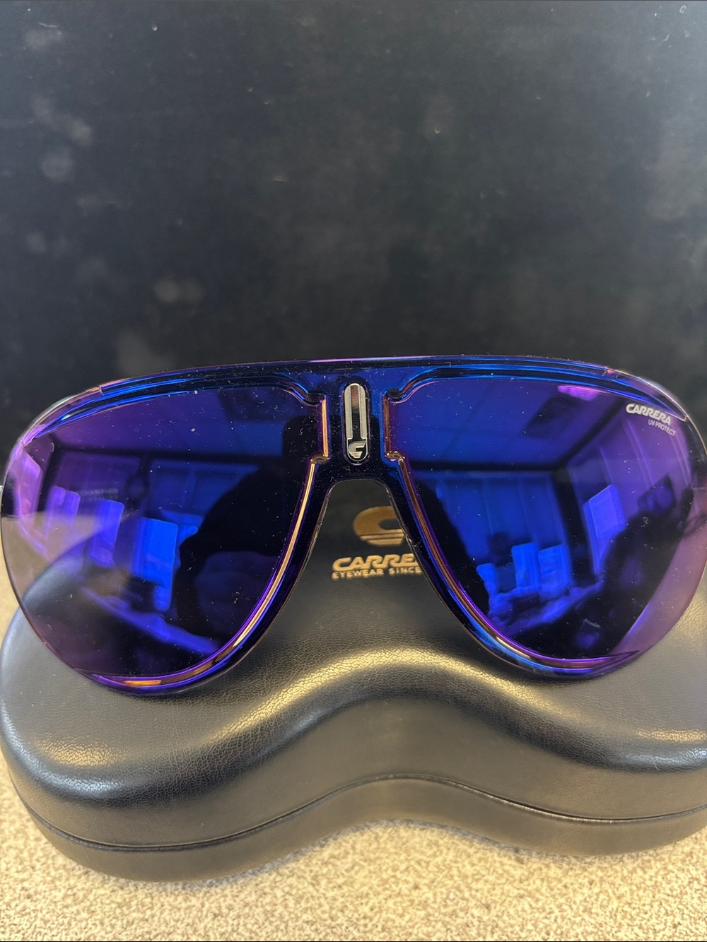 Carrera Purple-Blue Mirrored Shield Sunglasses - Picture 1 of 7